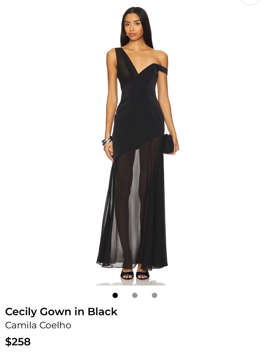 Camila Coelho Cecily One-Shoulder Black Evening Gown